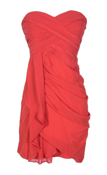Dreaming of You Chiffon Drape Party Dress in Red by Minuet